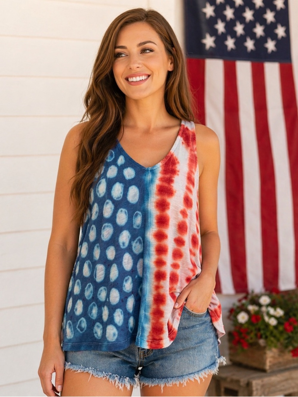 🇺🇸 Free People Intimately Dani Tank 🇺🇸 USA American Flag